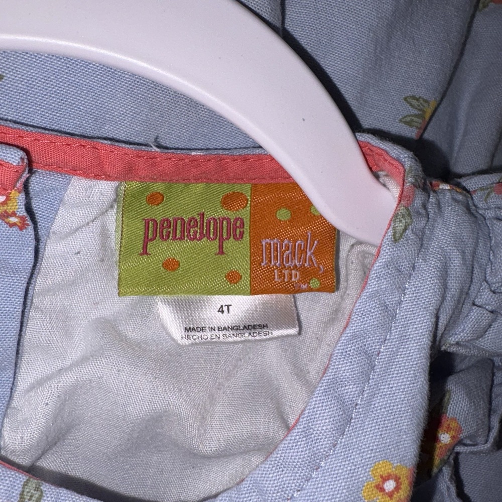 Penelope Mack Girls Chambray Floral Size 4T Dress Cottagecore Casual Chic Preppy - Picture 3 of 6